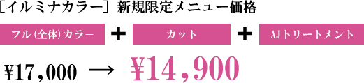 ［イルミナカラー］新規限定メニュー価格 14,900円